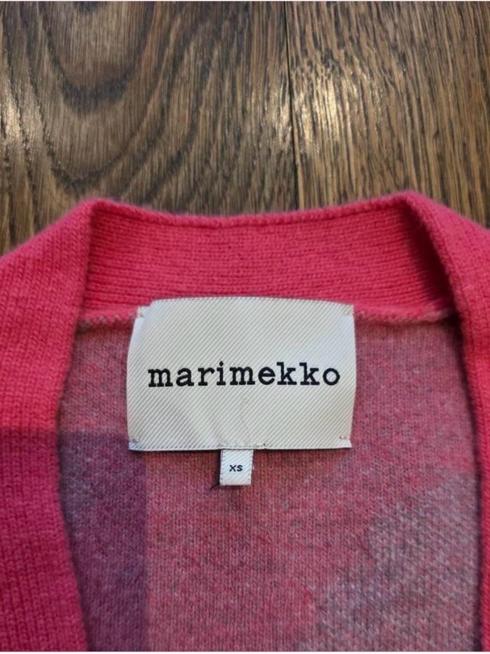 Marimekko woman’s UNIKKO Pink & Light Gray Patterned Cardigan - Picture 3 of 6